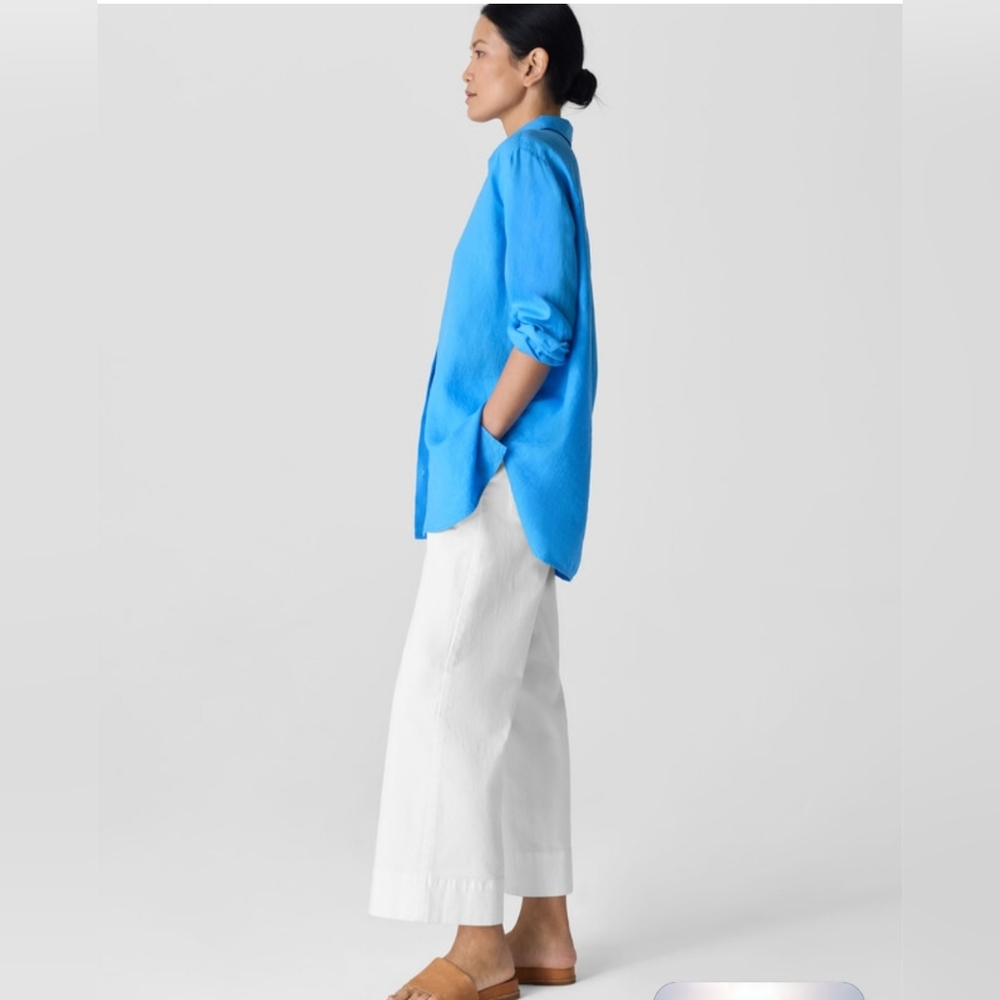 Eileen Fisher Organic Handkerchief Linen Classic Collar ShirtEasy Fit, - Picture 3 of 7